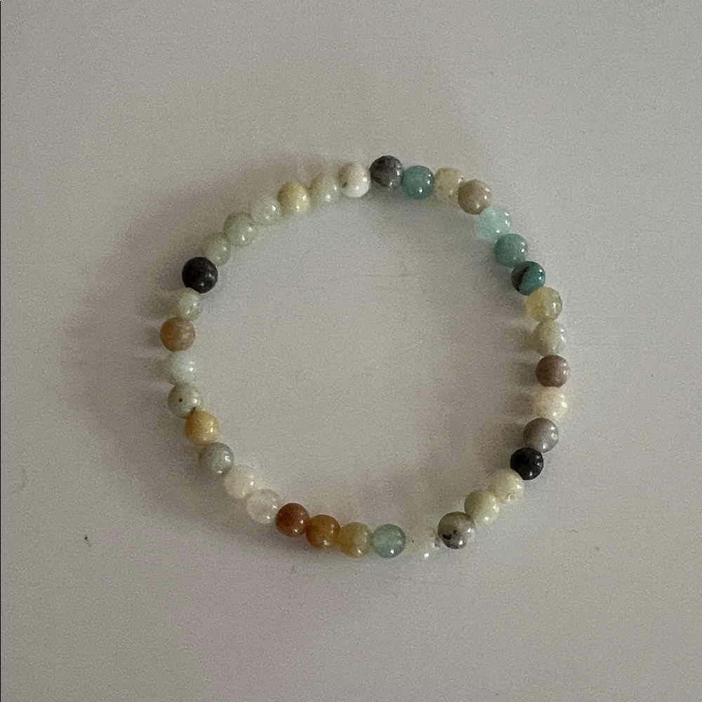5.75” Amazonite Bracelet – 4mm Light Blue Green Beads, Stretch, Petite Fit - Picture 2 of 3